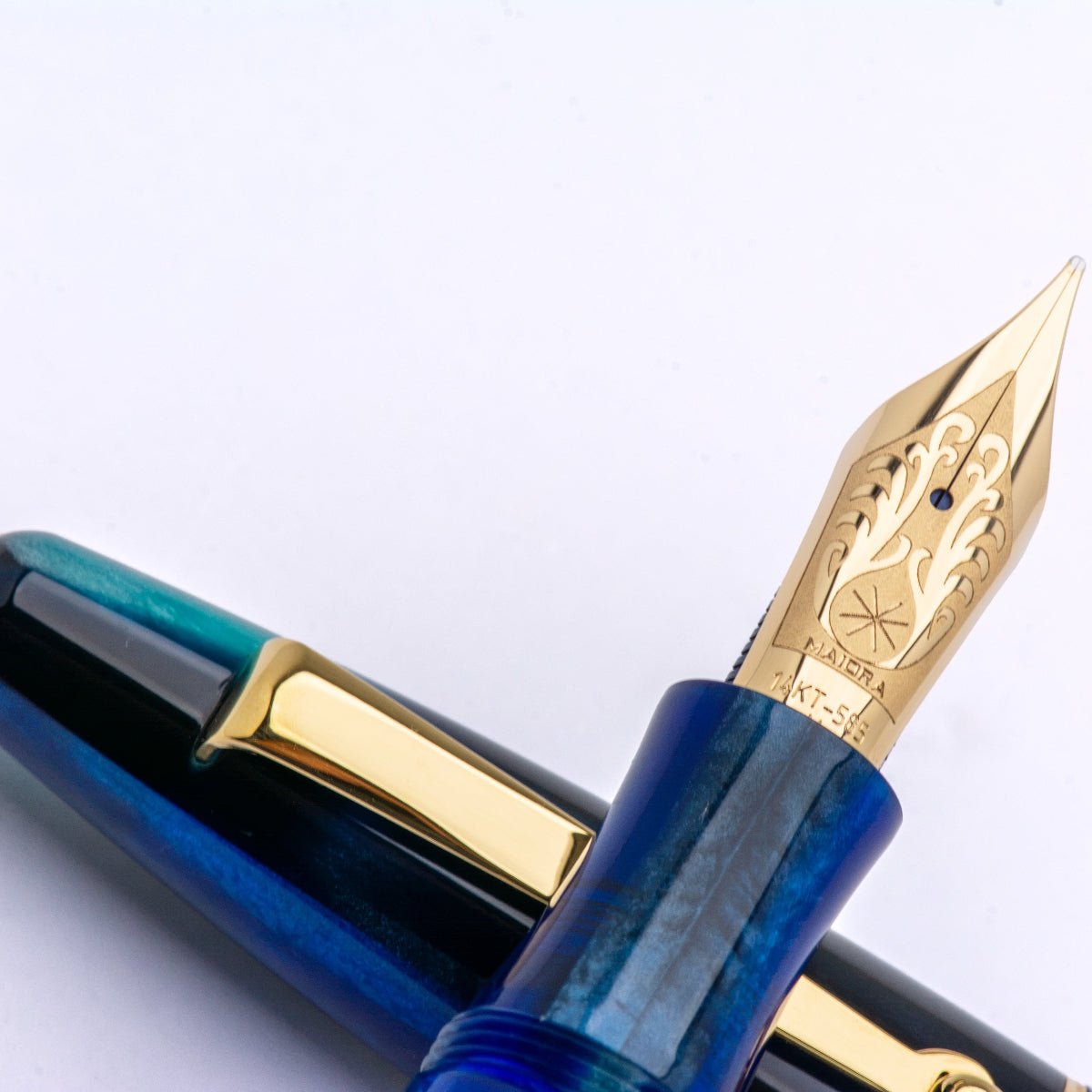 Maiora Limited Edition Fountain Pen - Agua de Mar (Sea Blue) - Gold Trim - 14K Gold Nib - Pen Boutique Ltd