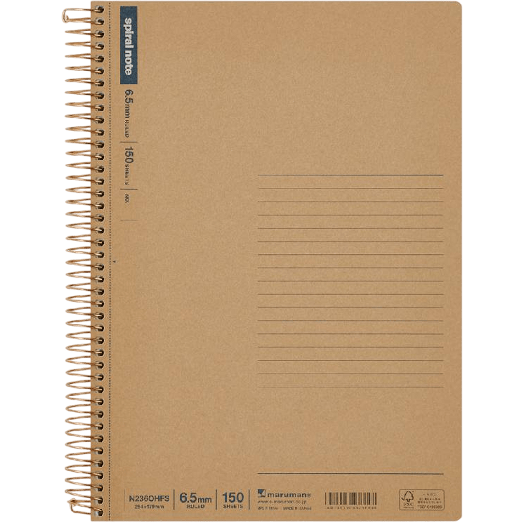 Maruman Spiral Note Basic Notebook - Lined - B5 - 150 Sheets - Pen Boutique Ltd