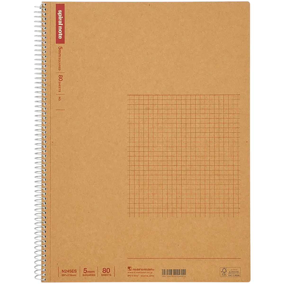 Maruman Spiral Note Basic Notebook – Graph – A4 – 80 Sheets - Pen Boutique Ltd