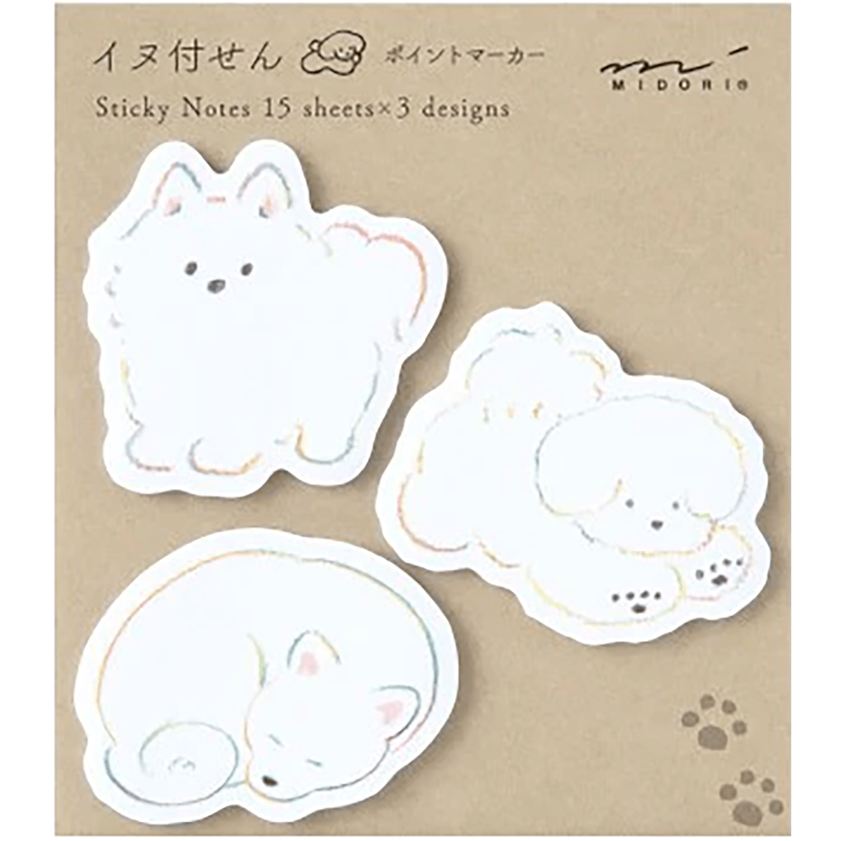 Midori Sticky Notes - Point White Dog - Pen Boutique Ltd