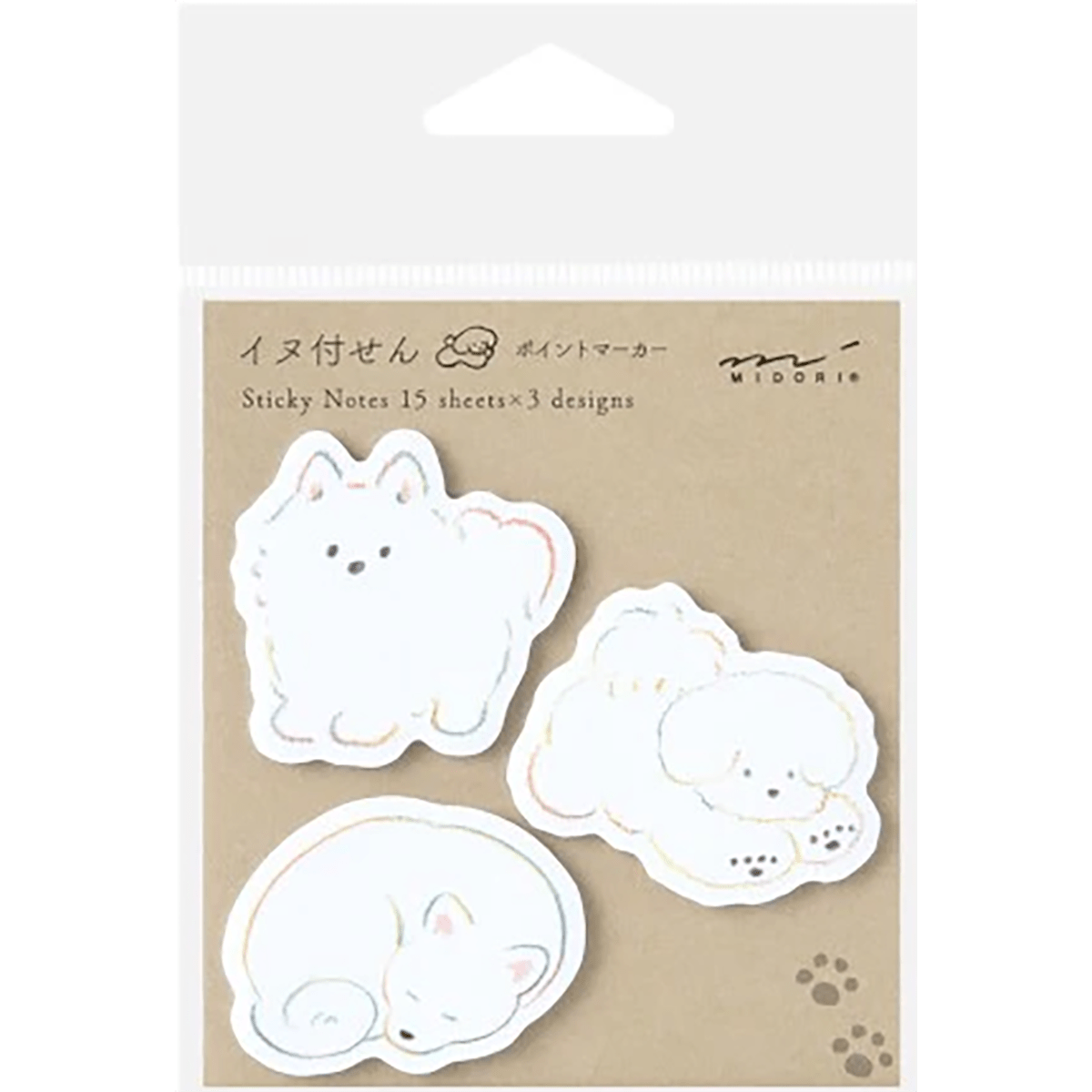 Midori Sticky Notes - Point White Dog - Pen Boutique Ltd
