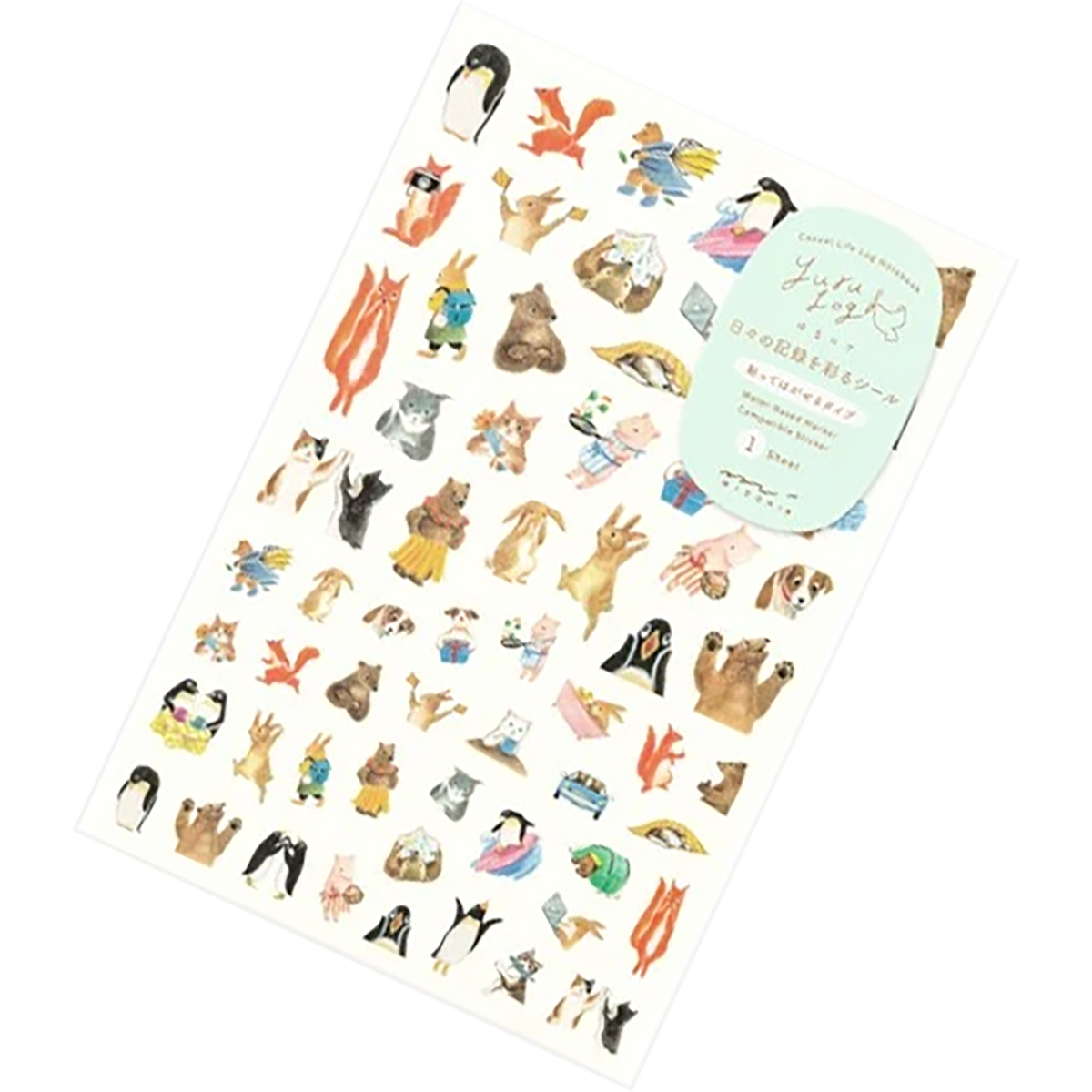 Midori Sticker Sheet - Yuru Log Animal