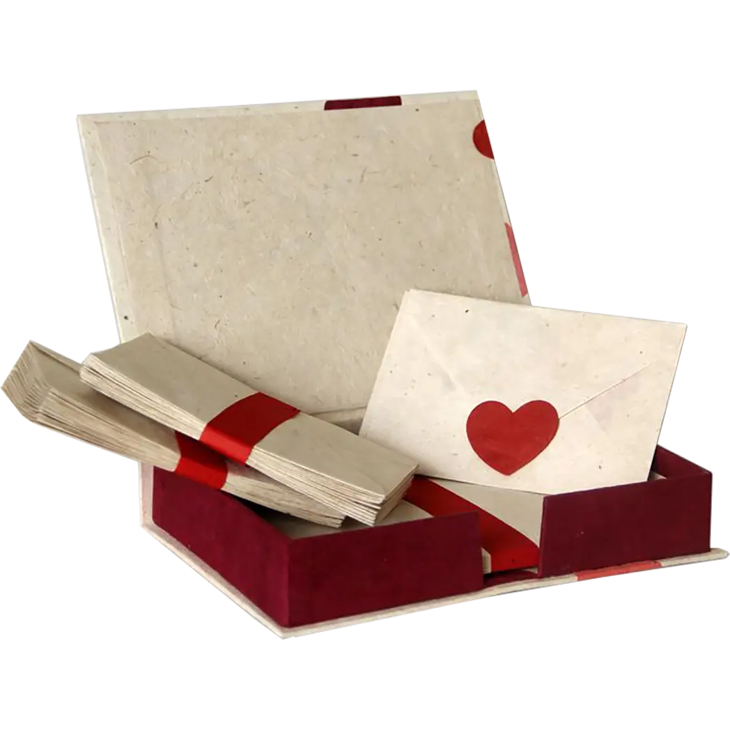 Monk Paper Pink Hearts Lokta Stationery Box Set - LG-Pen Boutique Ltd
