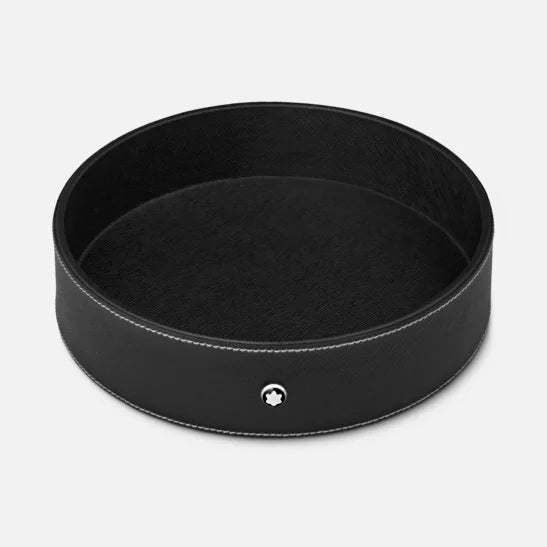 Montblanc Round Desk Tray - Leather - Black - Large - Pen Boutique Ltd