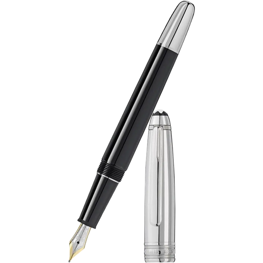 Montblanc Solitaire Fountain Pen - Black - Stainless Steel - Classique (Doue)-Pen Boutique Ltd