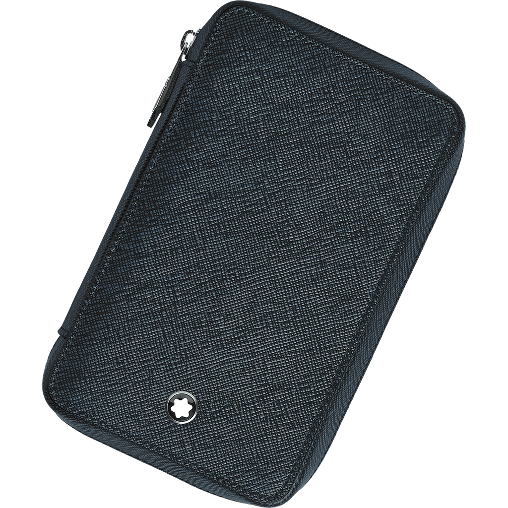 Montblanc Meisterstuck 8 Pen Pouch - Tweed Blue (Zipper Closure) - Pen Boutique Ltd
