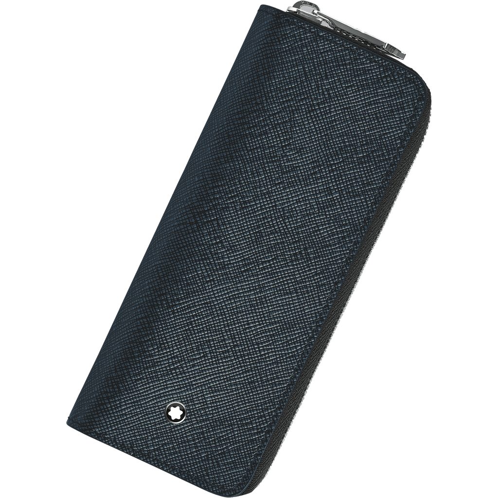 Montblanc Sartorial 2 Pen Pouch - Zipper Closure - Tweed Blue - Pen Boutique Ltd