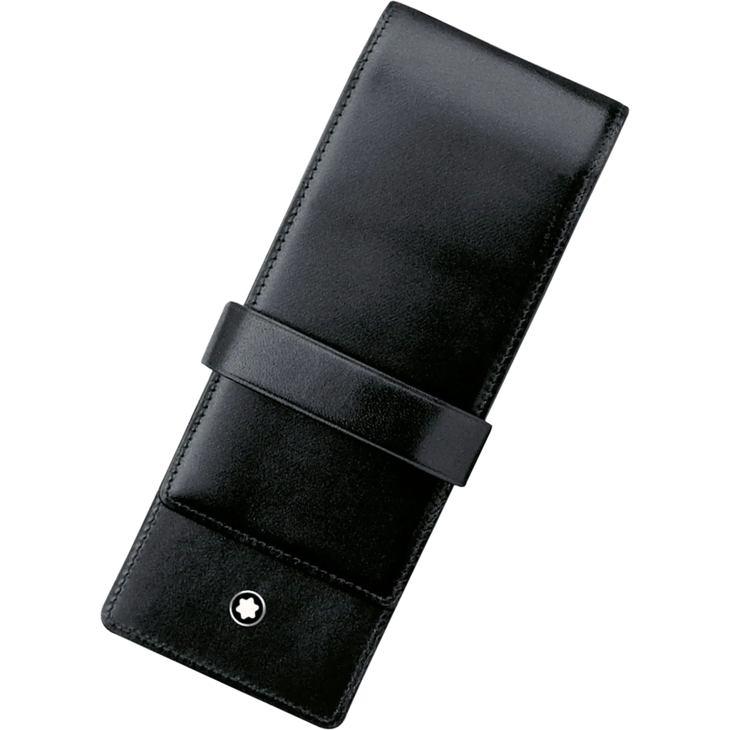 Montblanc Siena Pen Pouch - Smooth Black (3 Pen Pouch with Clasp)-Pen Boutique Ltd