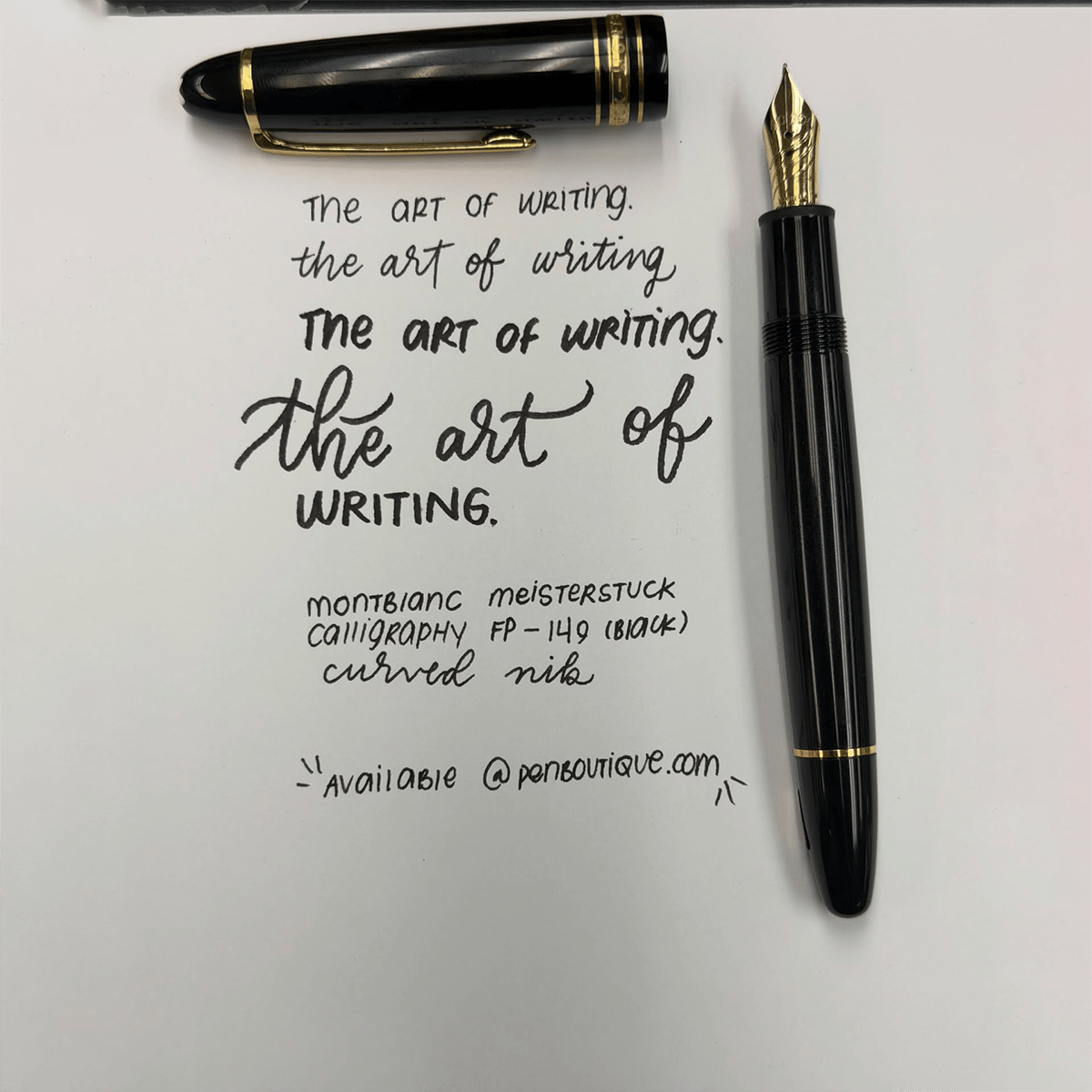 Montblanc Meisterstuck Calligraphy Fountain Pen - 146 Black - Curved Nib ( Limited production) - Pen Boutique Ltd