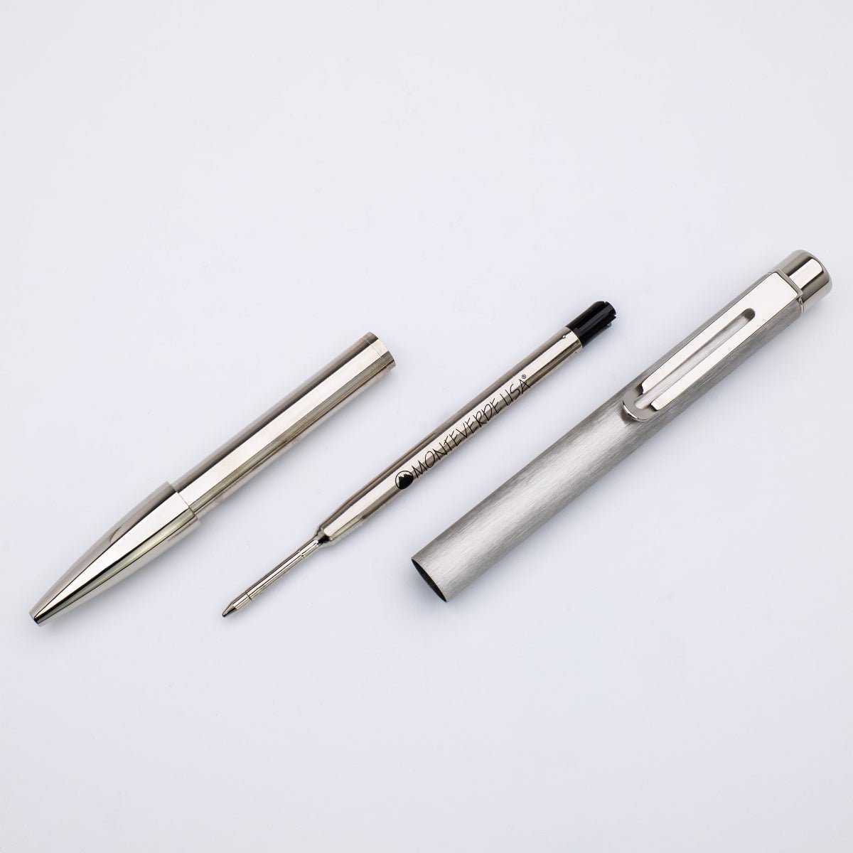 Monteverde Ritma Ballpoint Pen - Brushed Stainless Steel - Pen Boutique Ltd