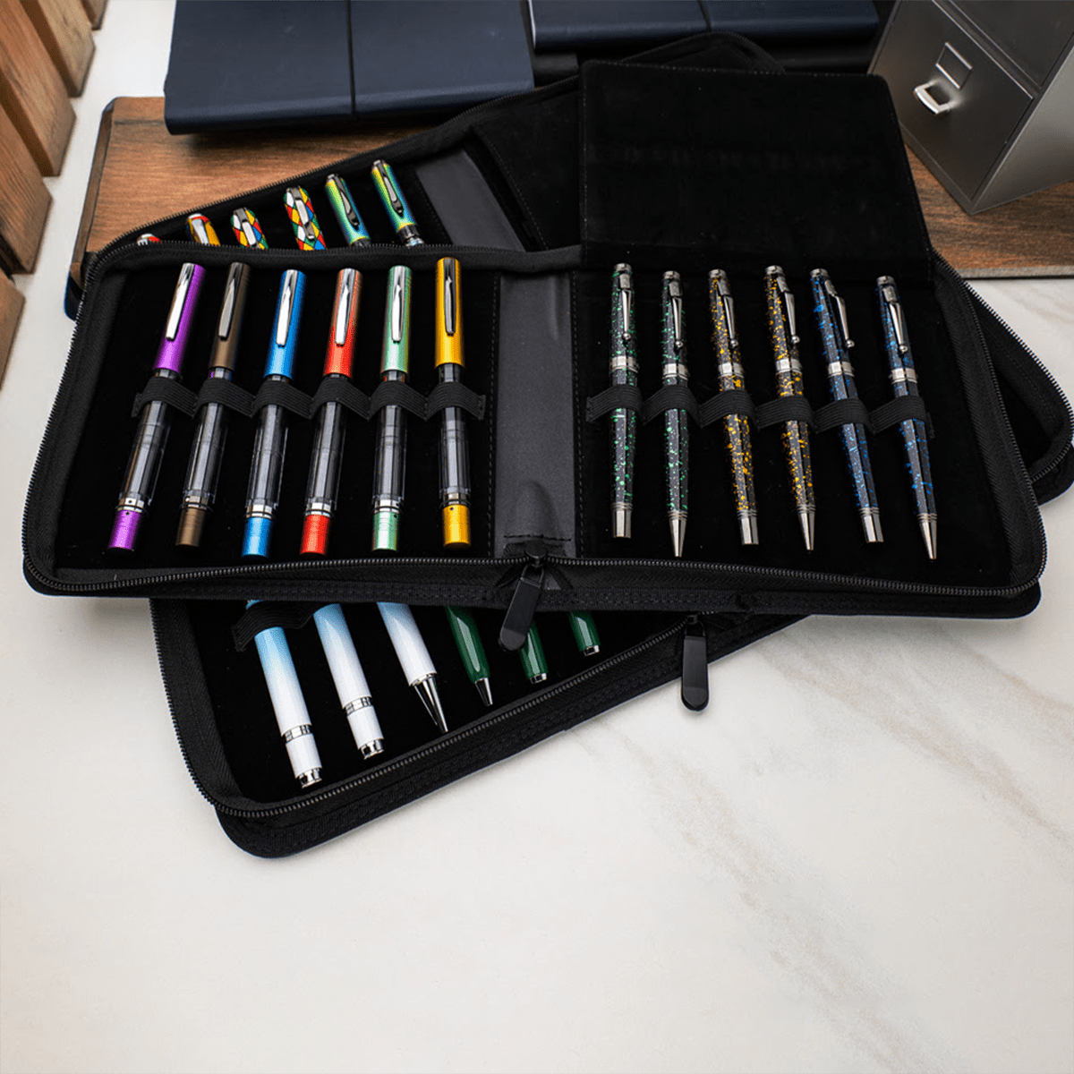 Monteverde Zipper 12 Pen Case - Green - Pen Boutique Ltd