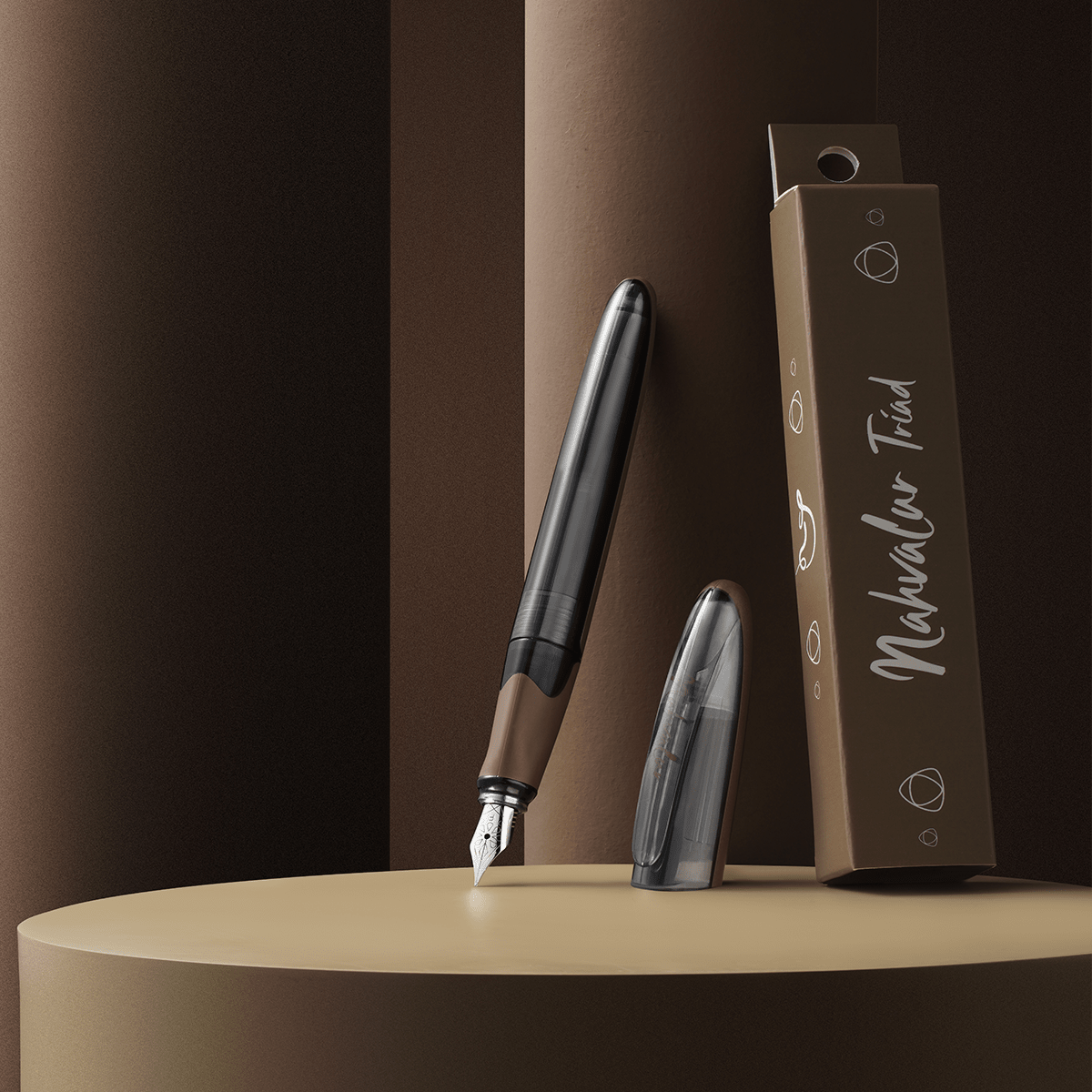 Nahvalur Triad Fountain Pen - Chocolate Brown - Pen Boutique Ltd