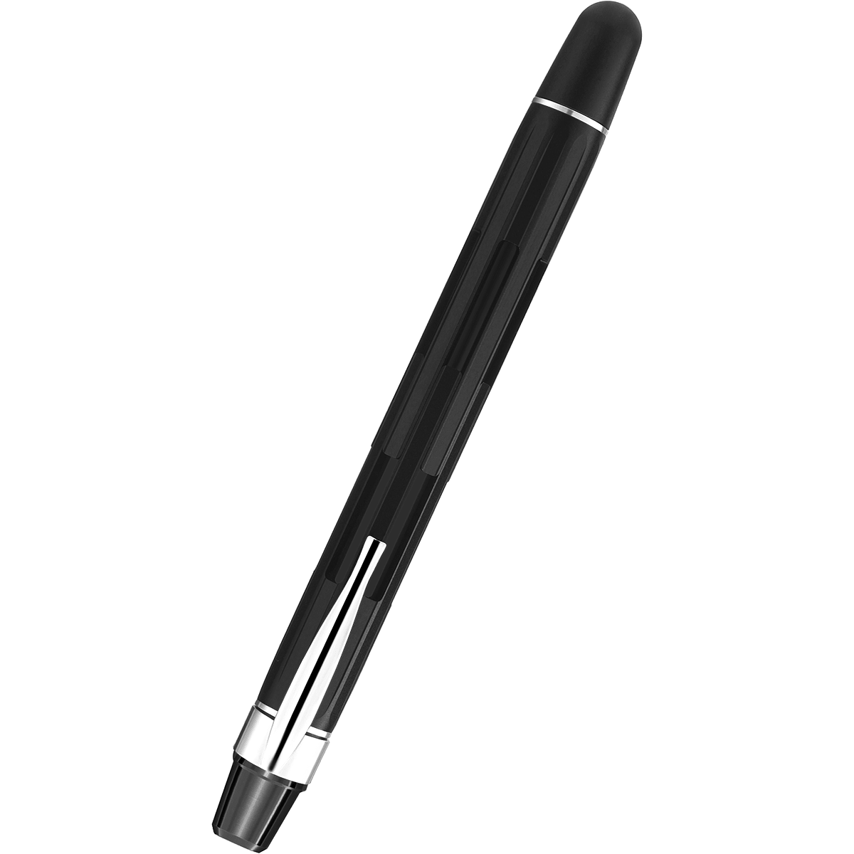 Nahvalur Eclipse Fountain Pen - Black - Silver Trim - Pen Boutique Ltd