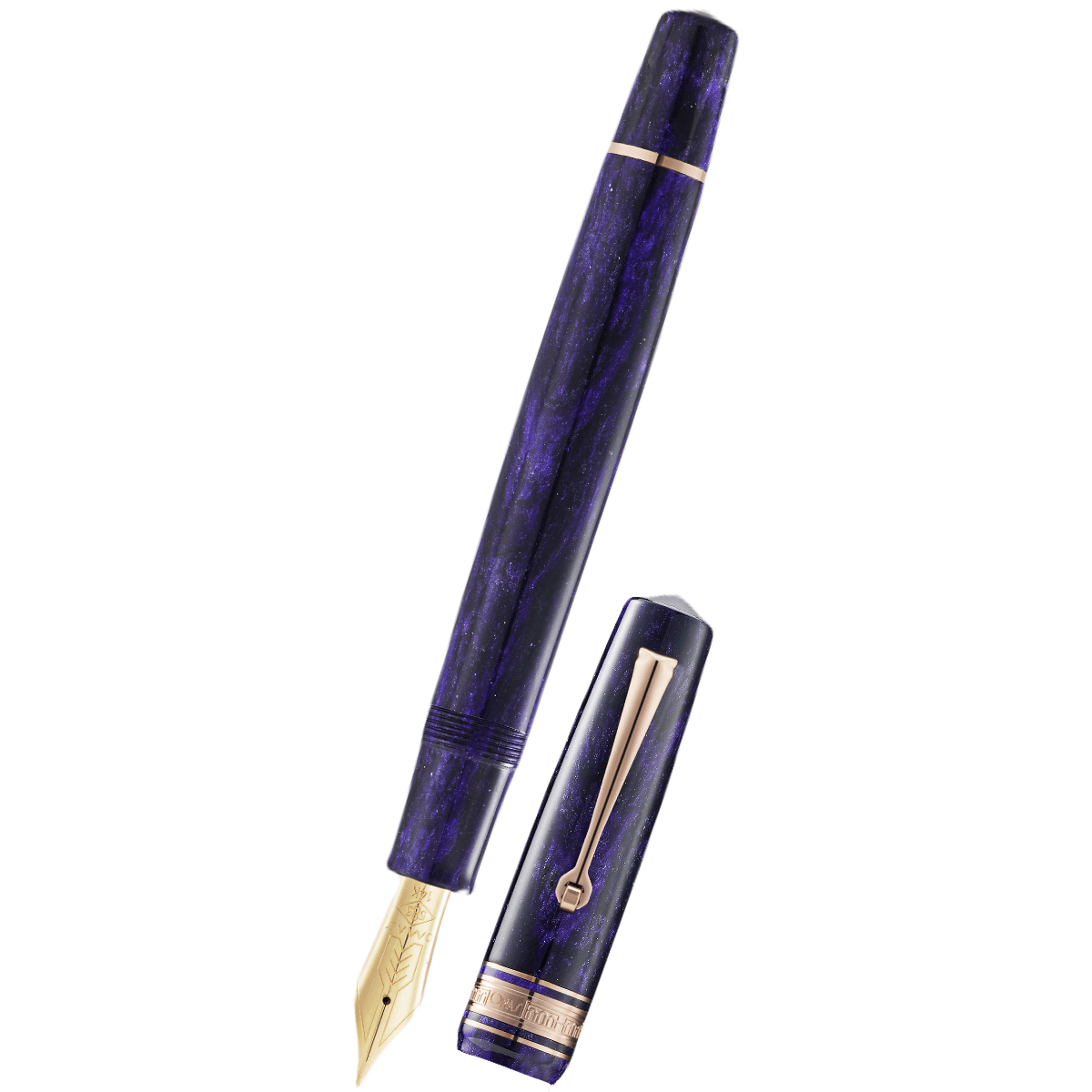 Omas Bologna Fountain Pen - Ametista Profondo - Rose Gold Trim - 14K Nib - Pen Boutique Ltd