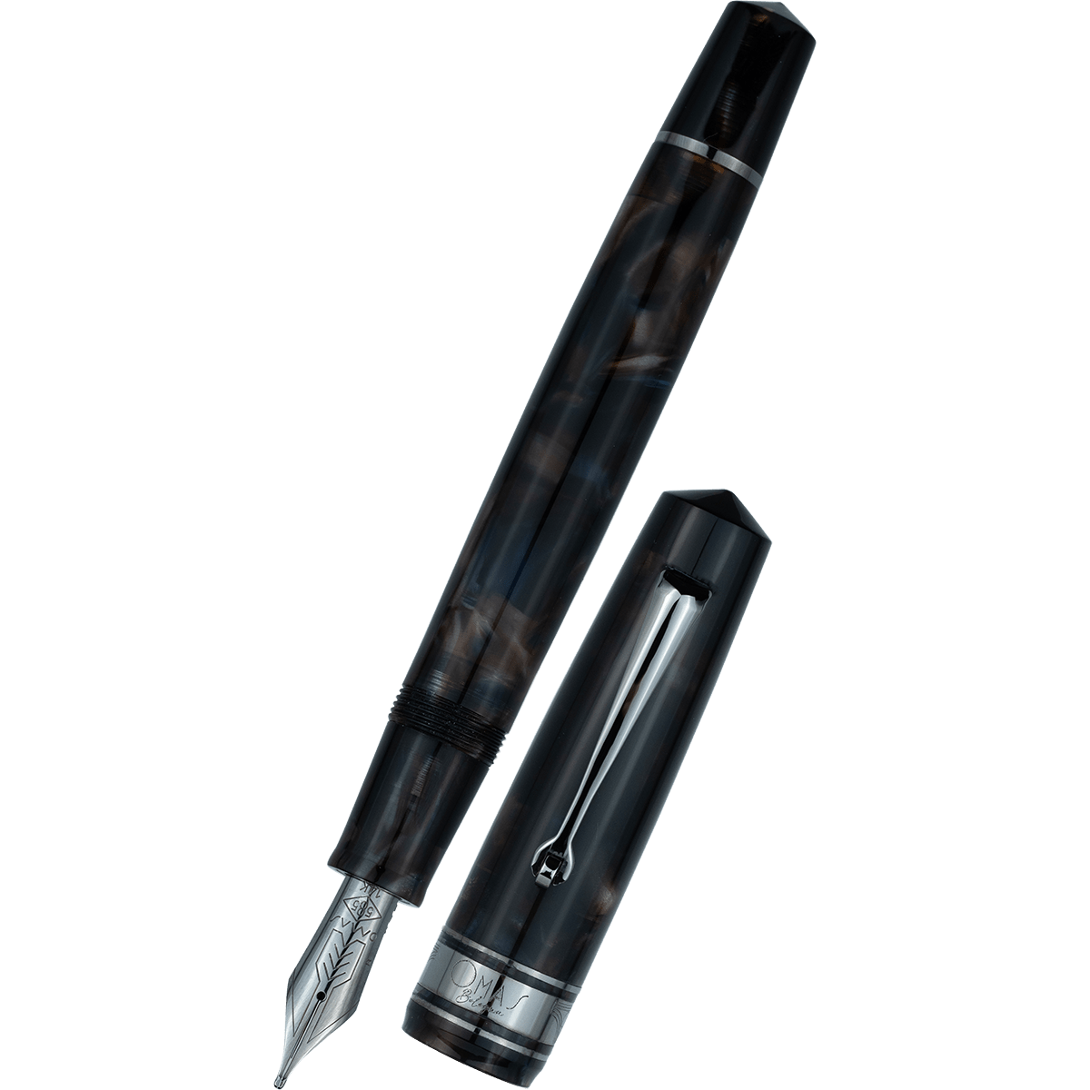 Omas Bologna Fountain Pen - Galassia - Black Trim - Pen Boutique Ltd