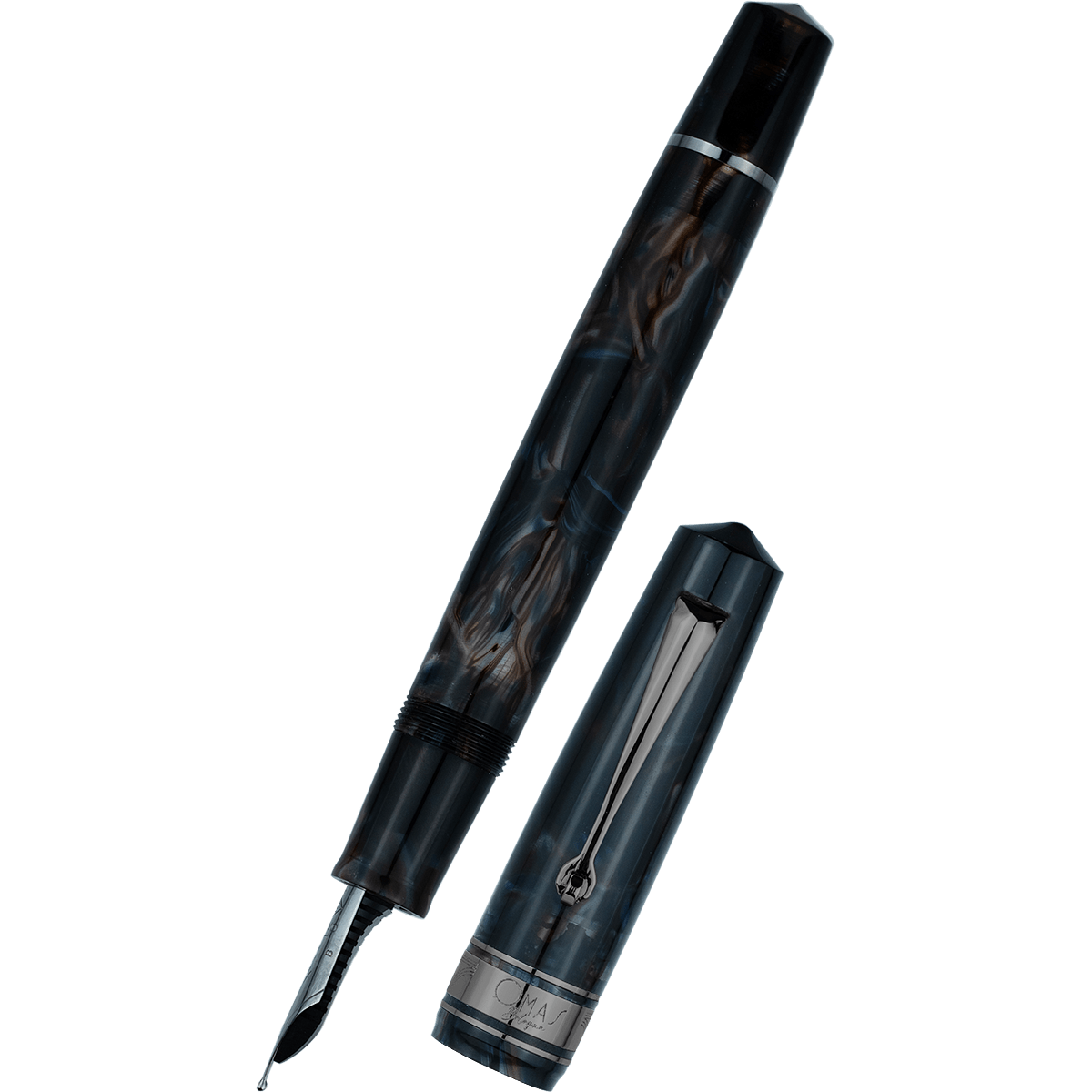 Omas Bologna Fountain Pen - Galassia - Black Trim - Pen Boutique Ltd