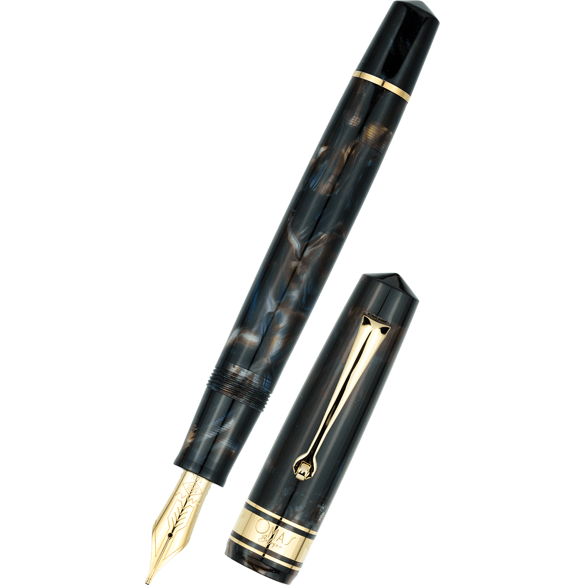 Omas Bologna Fountain Pen - Galassia - Gold Trim - Pen Boutique Ltd