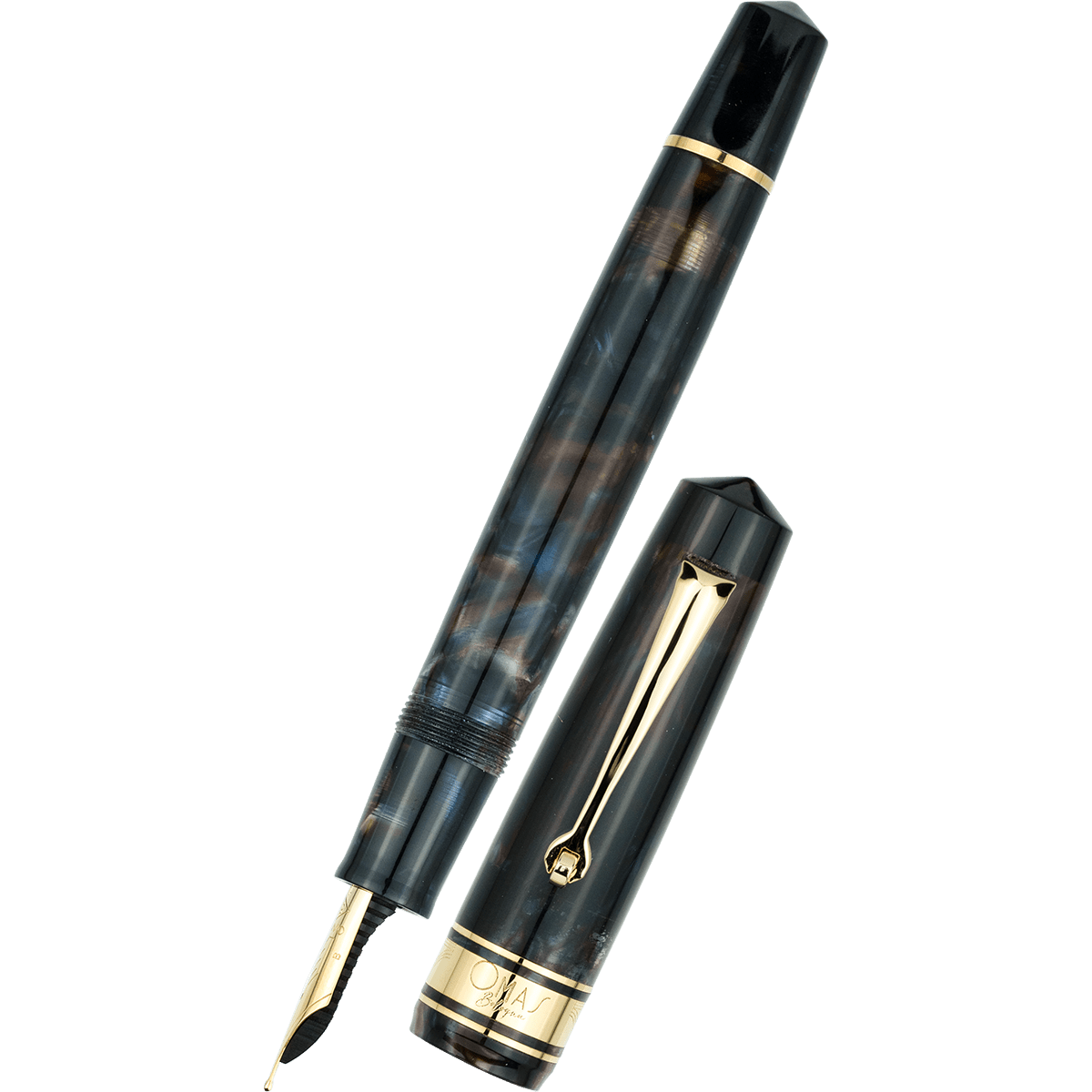 Omas Bologna Fountain Pen - Galassia - Gold Trim - Pen Boutique Ltd