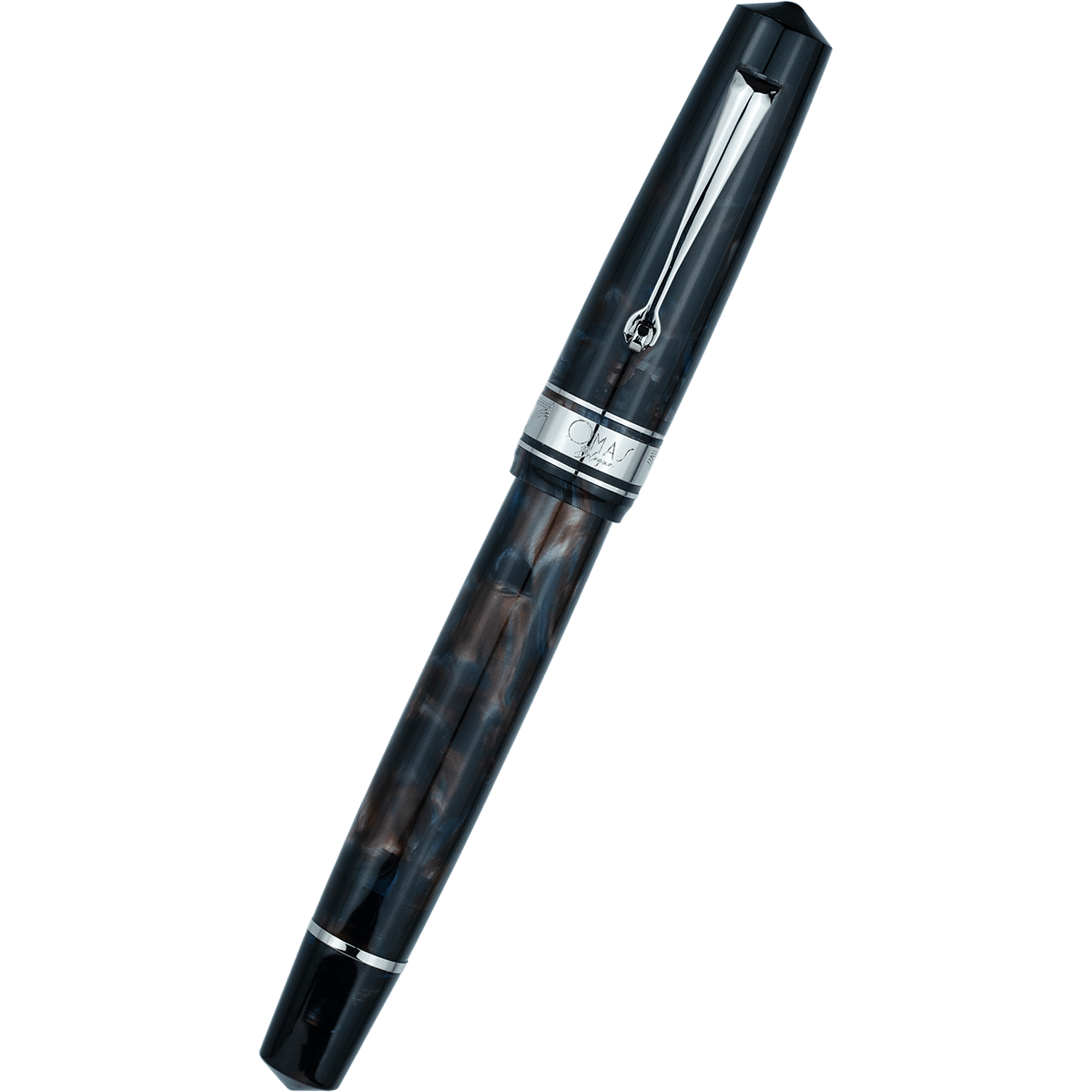 Omas Bologna Fountain Pen - Galassia - Silver Trim - Pen Boutique Ltd