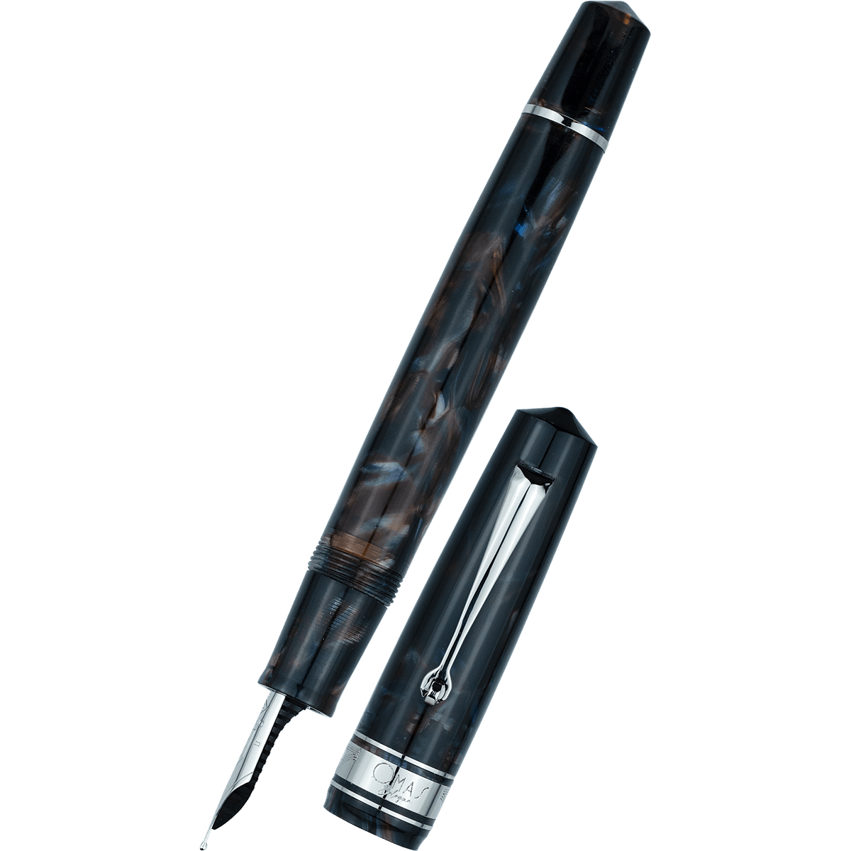 Omas Bologna Fountain Pen - Galassia - Silver Trim - Pen Boutique Ltd