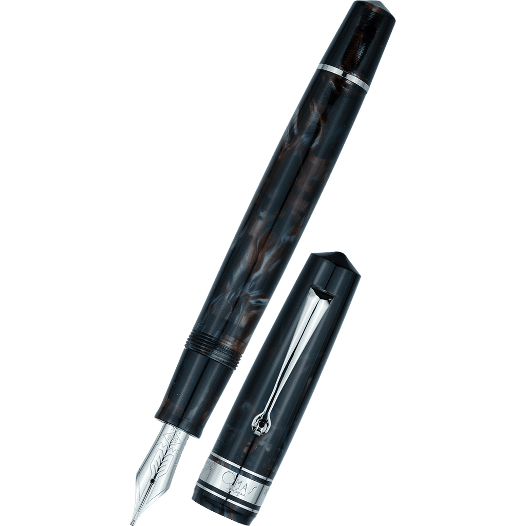 Omas Bologna Fountain Pen - Galassia - Silver Trim - Pen Boutique Ltd