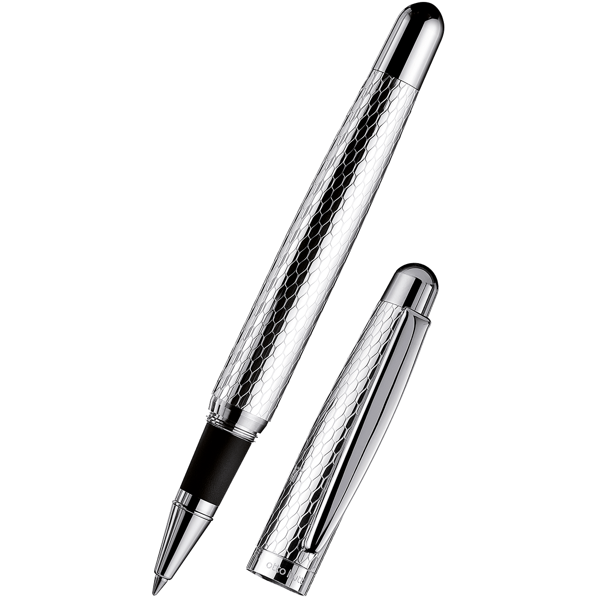 Otto Hutt Design 02 Rollerball Pen - Silver Honeycomb Guilloche - Pen Boutique Ltd