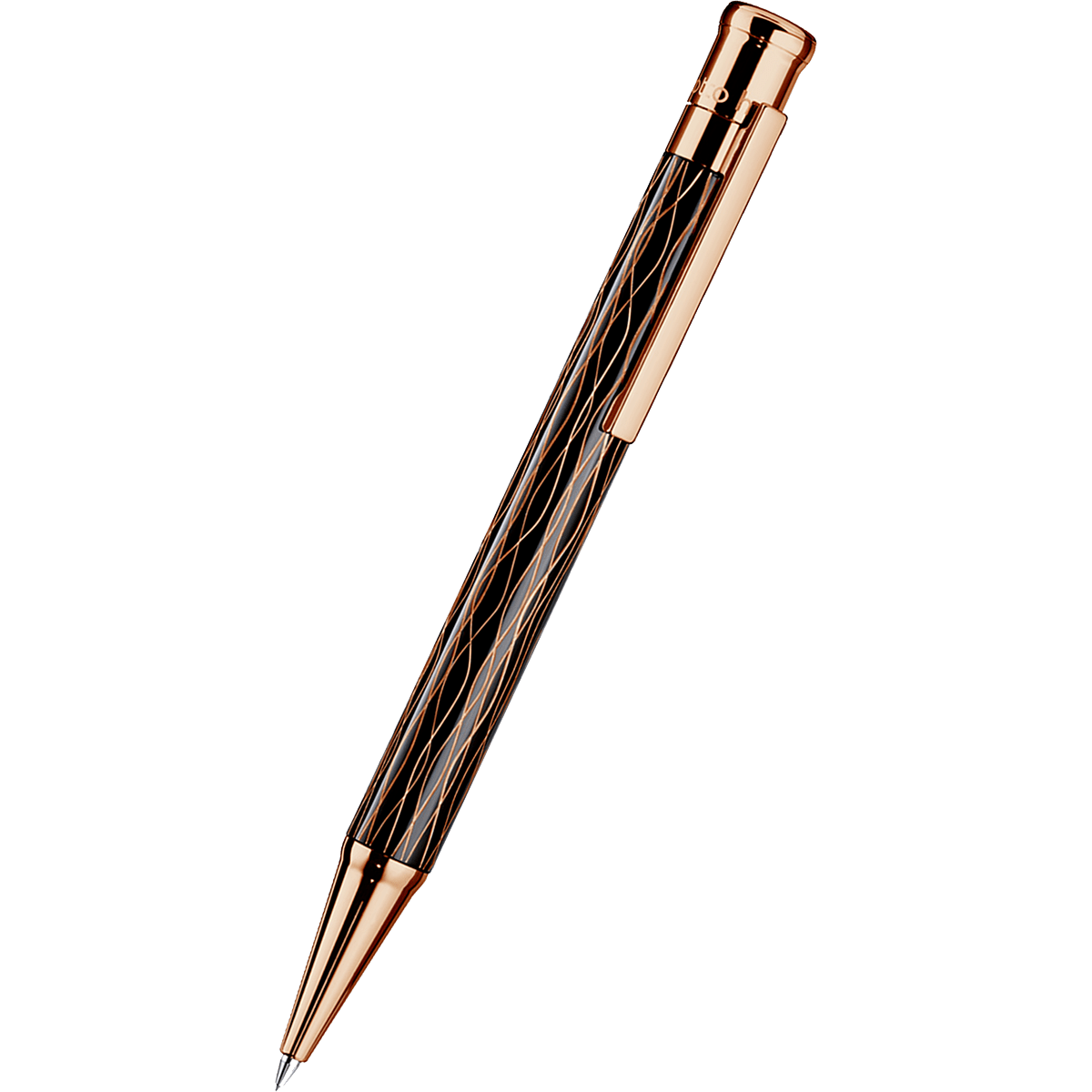 Otto Hutt Design 04 Mechanical Pencil - Black Wave - Rose Gold Trim - Pen Boutique Ltd