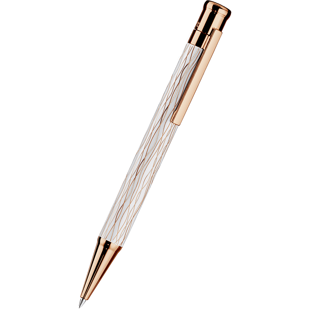 Otto Hutt Design 04 Mechanical Pencil - White Wave - Rose Gold Trim - Pen Boutique Ltd