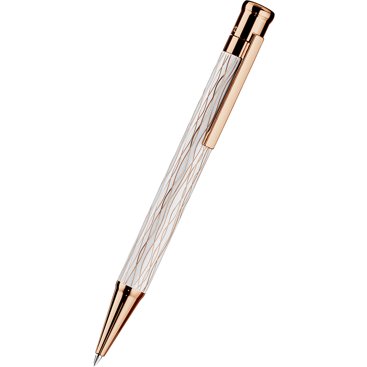 Otto Hutt Design 04 Mechanical Pencil - White Wave - Rose Gold Trim - Pen Boutique Ltd