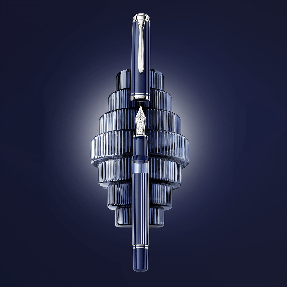 Pelikan Souveran Fountain Pen - M815 Metal Striped Blue (Special Edition) - Pen Boutique Ltd
