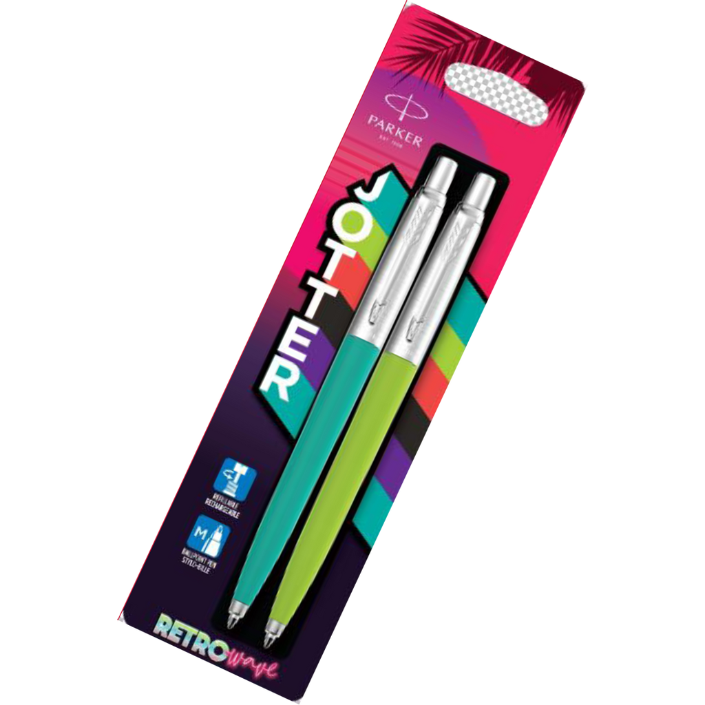 Parker Jotter Ballpoint Pens - 80'S Retrowave Turquoise & Green - Pen Boutique Ltd