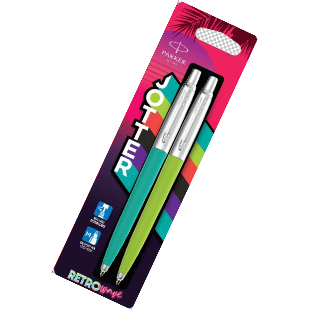 Parker Jotter Ballpoint Pens - 80'S Retrowave Turquoise & Green - Pen Boutique Ltd