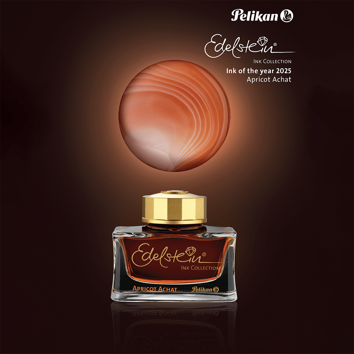 Pelikan Edelstein Ink Bottle - Apricot Achat - Ink Of The Year 2025 - Pen Boutique Ltd