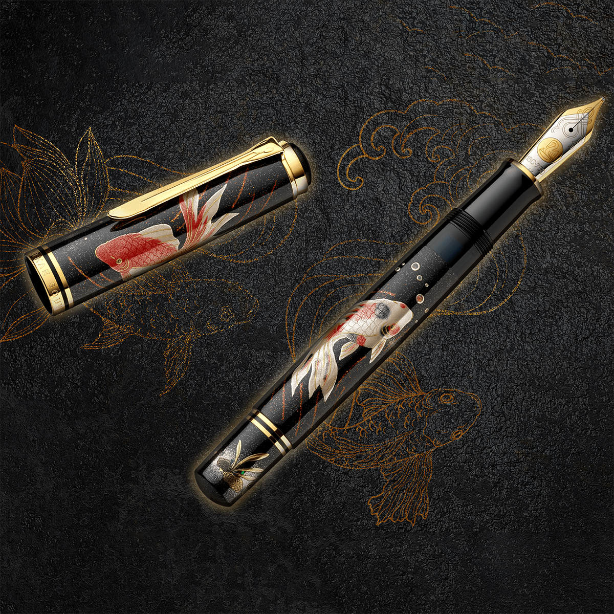 Pelikan M1000 Fountain Pen - Maki - e Goldfish (Limited Edition) - Pen Boutique Ltd