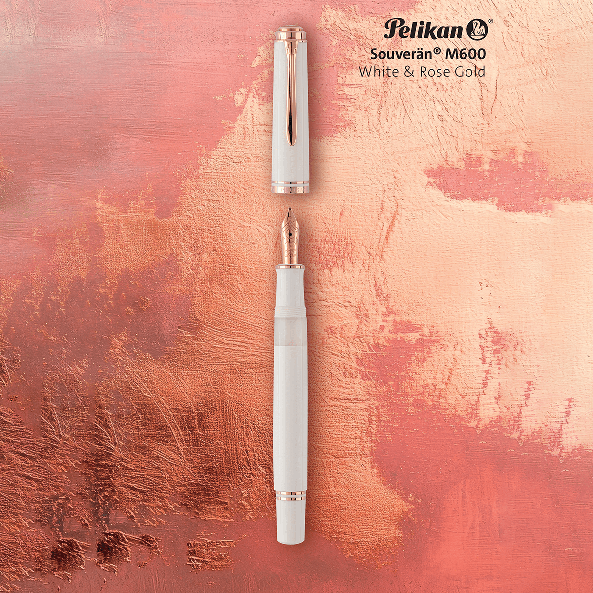 Pelikan Souveran Fountain Pen - M600 White - Rose Gold Trim (Special Edition) - Pen Boutique Ltd