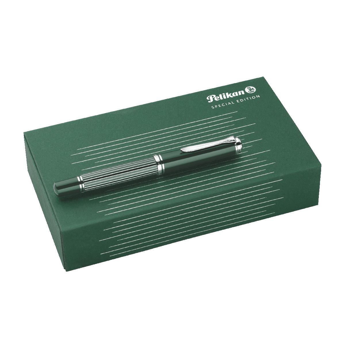 Pelikan Souveran Fountain Pen - M815 Metal Striped Green (Special Edition)-Pen Boutique Ltd