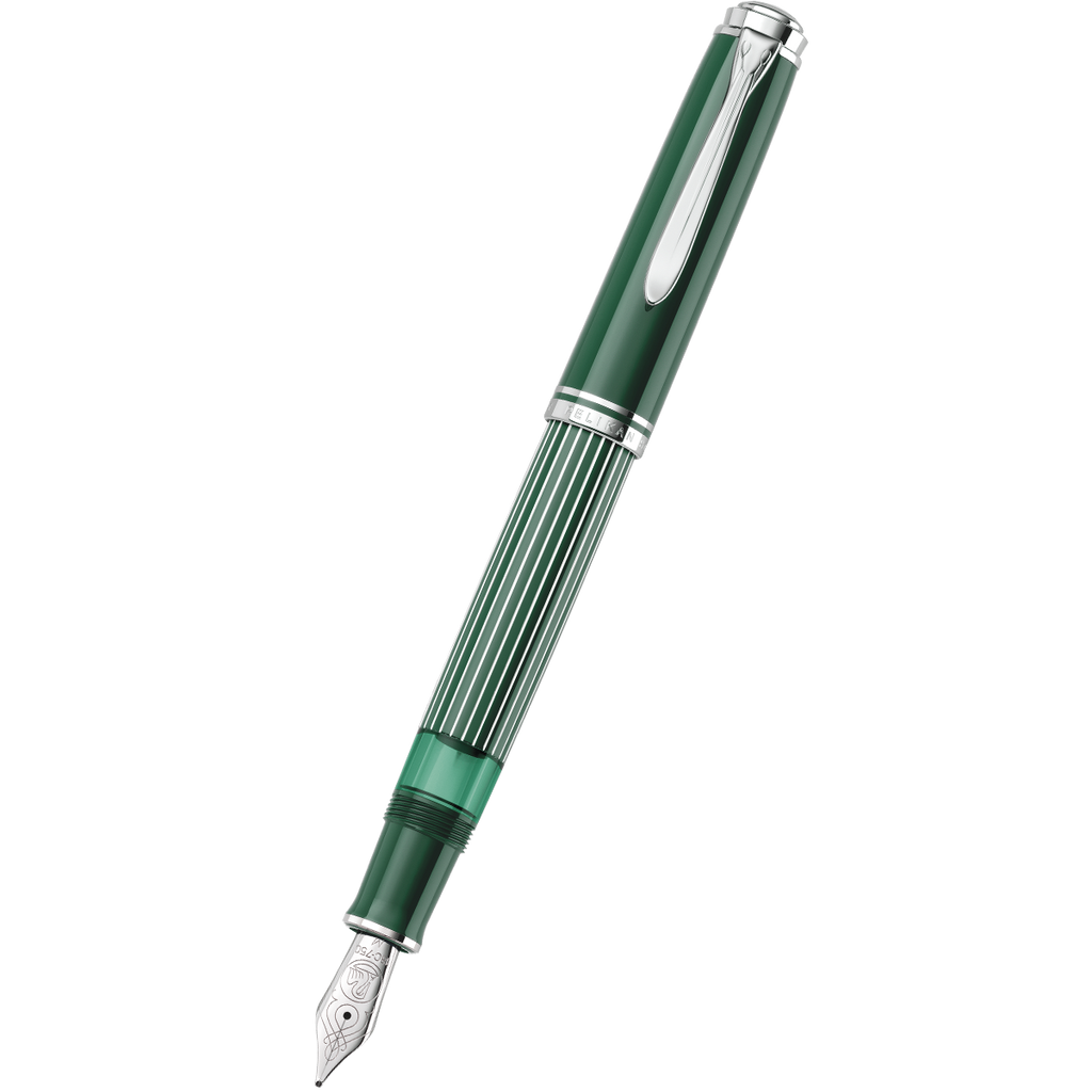 Pelikan Souveran Fountain Pen - M815 Metal Striped Green (Special Edition)-Pen Boutique Ltd