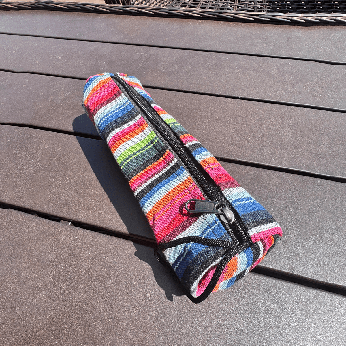 Pen Boutique Sherpa Pencil Bag - Rainbow Stripe Print (Zipper Closure) - Pen Boutique Ltd