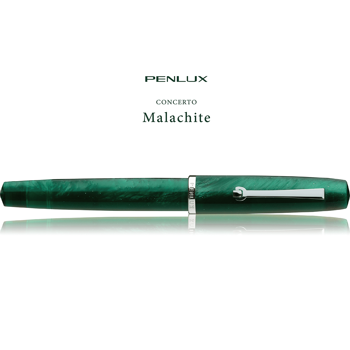 Penlux Concerto Fountain Pen - Malachite + FREE Matching Ink Bottle - Pen Boutique Ltd