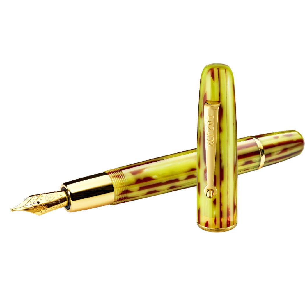 Penlux Elite Emperor Fountain Pen - Yellow/Brown - Gold Trim - Pen Boutique Ltd