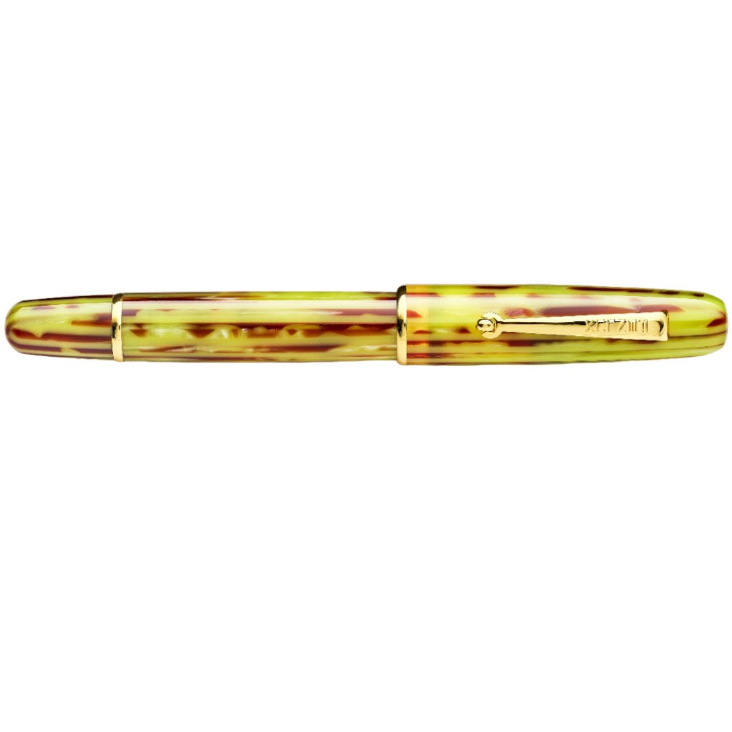 Penlux Elite Emperor Fountain Pen - Yellow/Brown - Gold Trim - Pen Boutique Ltd