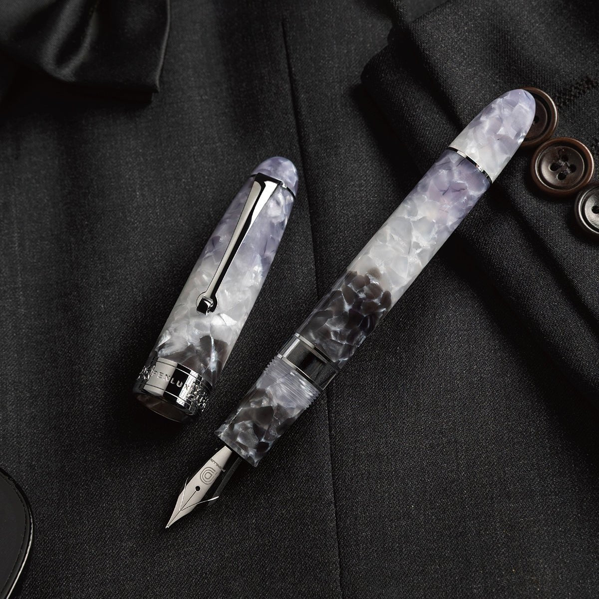 Penlux Masterpiece Grande Fountain Pen - Reserva Black Tie - Pen Boutique Ltd