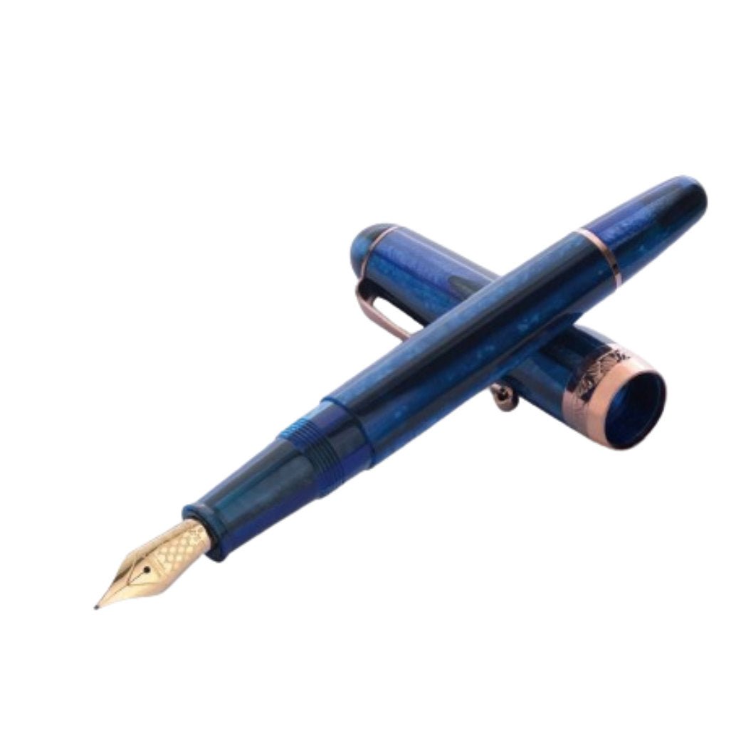 Penlux X Nagahara Masterpiece Fountain Pen - Gladius Blue Grotto - 18K Nib (Limited Edition) - Pen Boutique Ltd