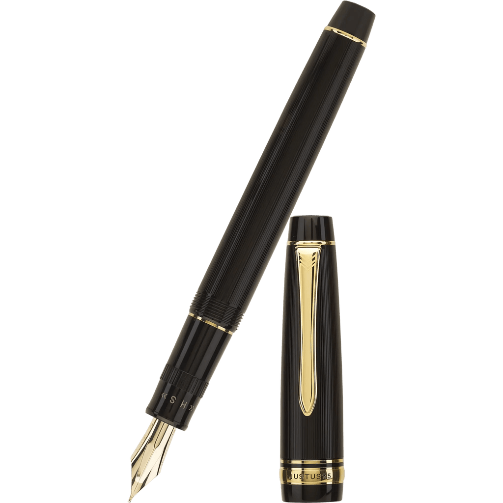 Pilot Justus 95 Fountain Pen - Black - Gold Trim - Pen Boutique Ltd