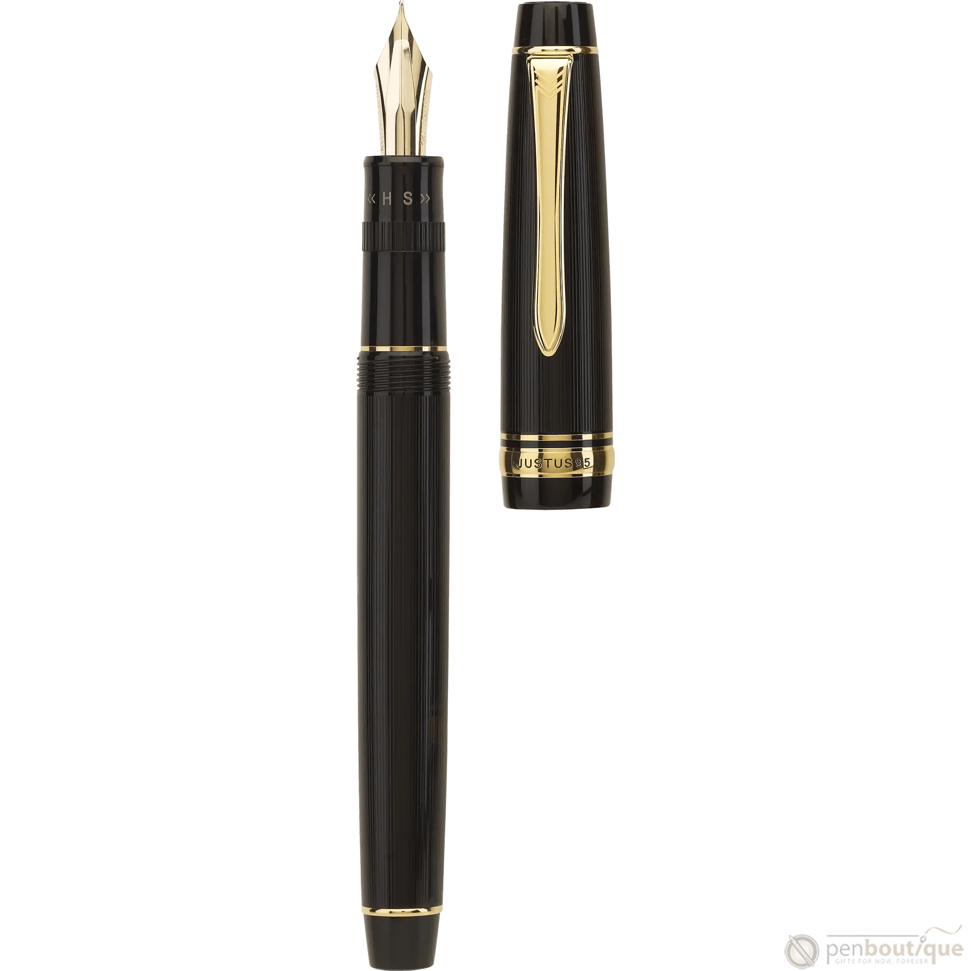 Pilot Justus 95 Fountain Pen - Black - Gold Trim - Pen Boutique Ltd