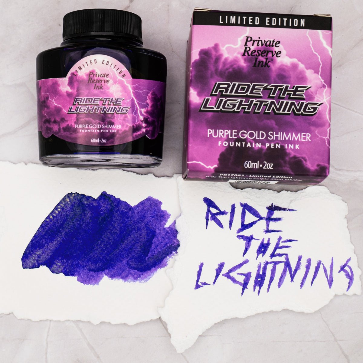Private Reserve Ink Bottle - Ride The Lightning Purple Gold Shimmer - 60ml (Limited Edition) - Pen Boutique Ltd