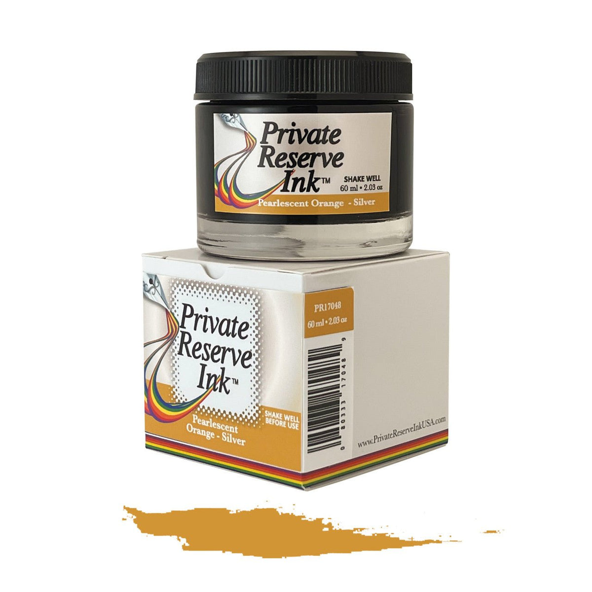 Private Reserve Pearlescent Ink Bottle - Orange/Silver - 60ml - Pen Boutique Ltd