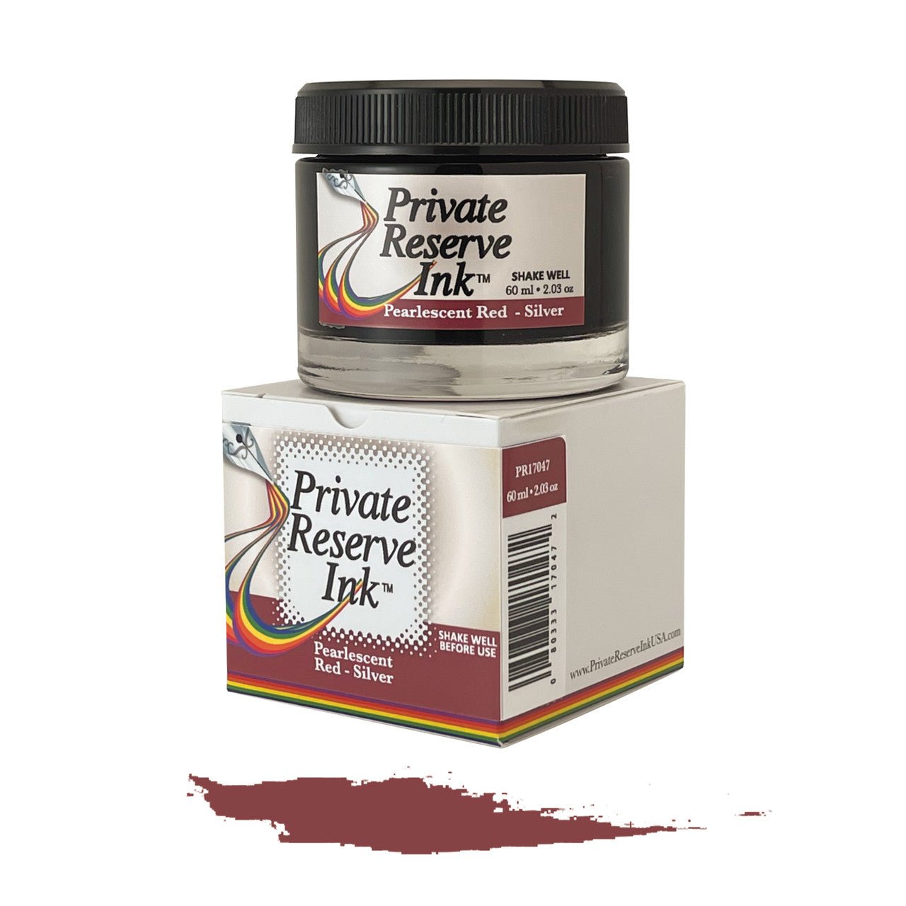 Private Reserve Pearlescent Ink Bottle - Red/Silver - 60ml - Pen Boutique Ltd
