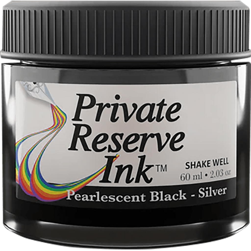 Private Reserve Pearlescent Ink Bottle - Black/Silver - 60ml - Pen Boutique Ltd