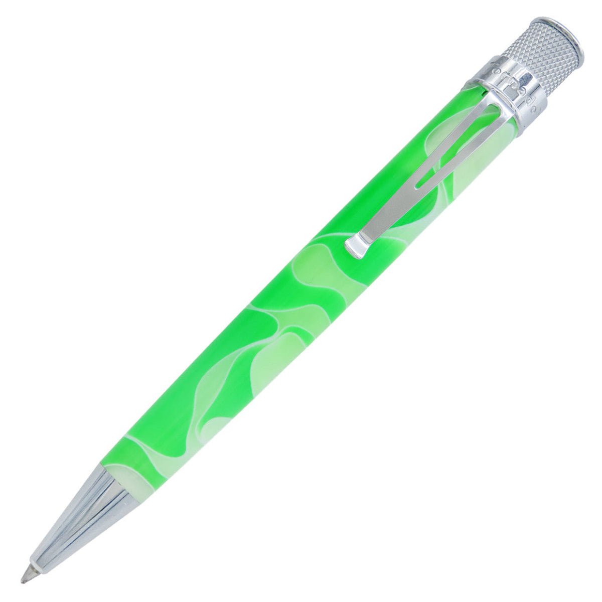 Retro 51 Tornado Acrylic Rollerball Pen - Cosmic Green & White Swirl - Pen Boutique Ltd